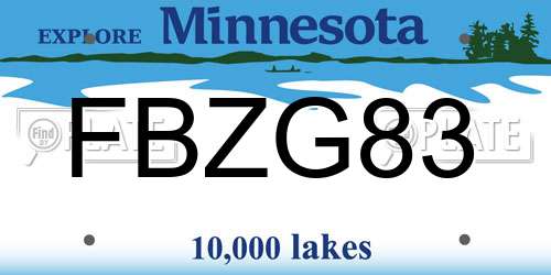 FBZG83 Minnesota License Plate