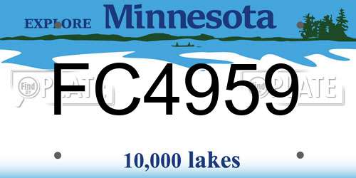 FC4959 Minnesota License Plate