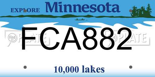 FCA882 Minnesota License Plate