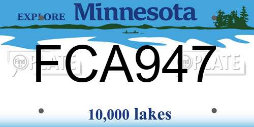 FCA947 Minnesota License Plate