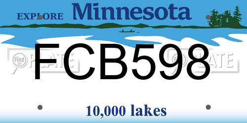 FCB598 Minnesota License Plate