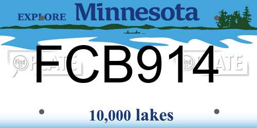 FCB914 Minnesota License Plate