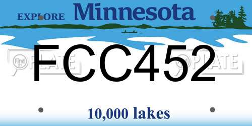 FCC452 Minnesota License Plate