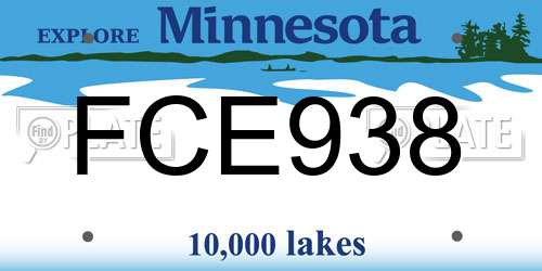 FCE938 Minnesota License Plate
