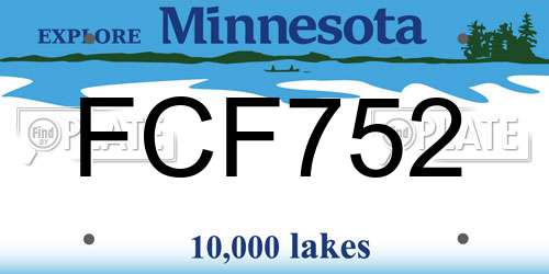 FCF752 Minnesota License Plate