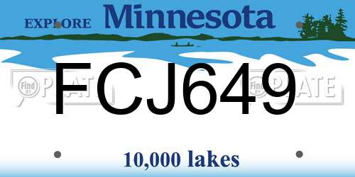 FCJ649 Minnesota License Plate