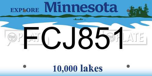 FCJ851 Minnesota License Plate