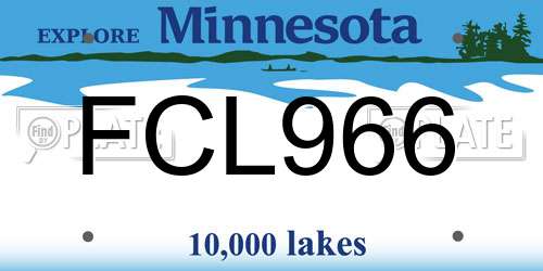 FCL966 Minnesota License Plate