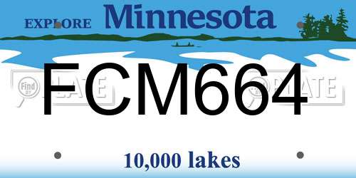 FCM664 Minnesota License Plate
