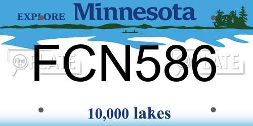 FCN586 Minnesota License Plate