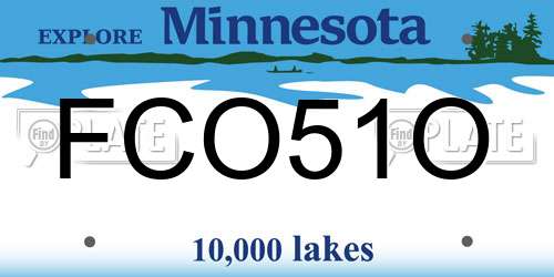 FCO51O Minnesota License Plate