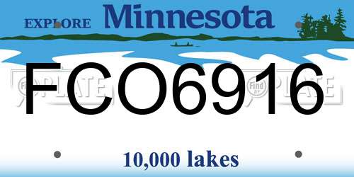 FCO6916 Minnesota License Plate