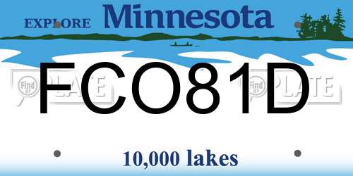 FCO81D Minnesota License Plate