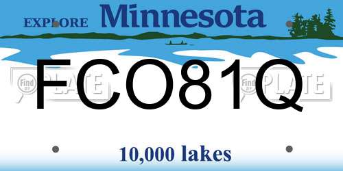 FCO81Q Minnesota License Plate