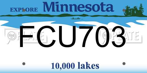 FCU703 Minnesota License Plate