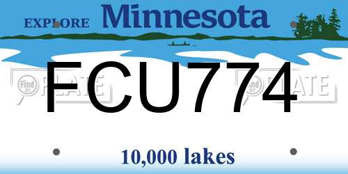 FCU774 Minnesota License Plate