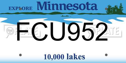 FCU952 Minnesota License Plate