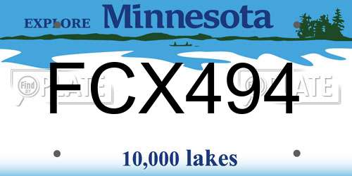 FCX494 Minnesota License Plate