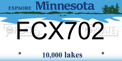 FCX702 Minnesota License Plate