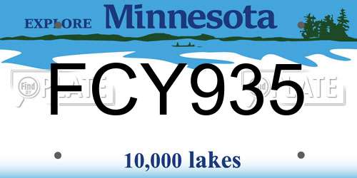 FCY935 Minnesota License Plate