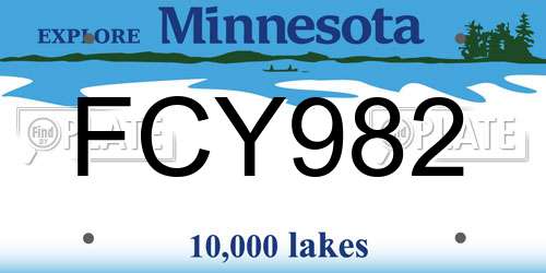FCY982 Minnesota License Plate