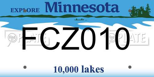 FCZ010 Minnesota License Plate