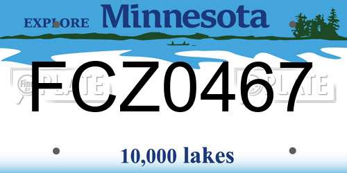 FCZ0467 Minnesota License Plate