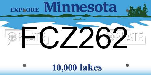 FCZ262 Minnesota License Plate