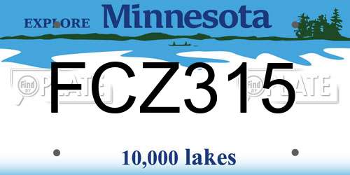 FCZ315 Minnesota License Plate
