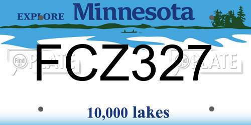 FCZ327 Minnesota License Plate