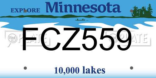 FCZ559 Minnesota License Plate