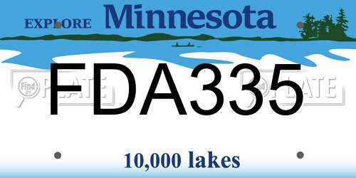 FDA335 Minnesota License Plate