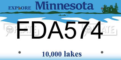 FDA574 Minnesota License Plate