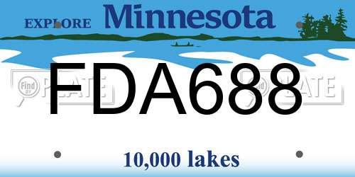 FDA688 Minnesota License Plate