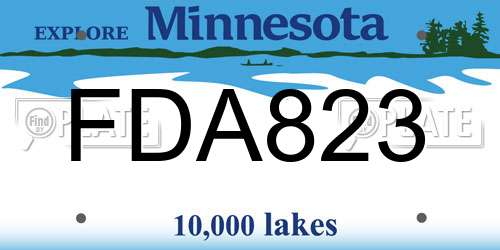 FDA823 Minnesota License Plate