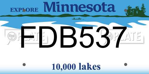FDB537 Minnesota License Plate
