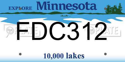 FDC312 Minnesota License Plate