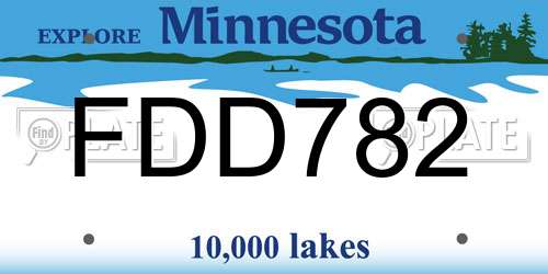 FDD782 Minnesota License Plate