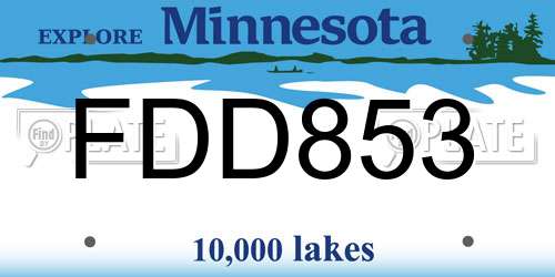 FDD853 Minnesota License Plate