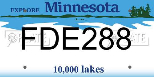 FDE288 Minnesota License Plate