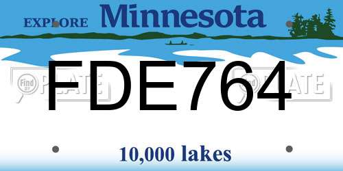 FDE764 Minnesota License Plate