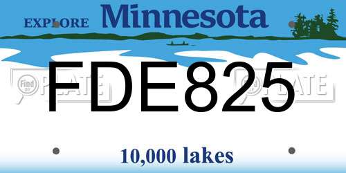 FDE825 Minnesota License Plate