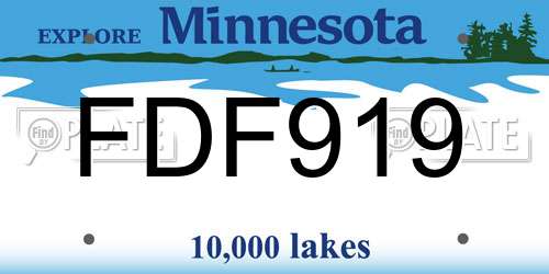FDF919 Minnesota License Plate