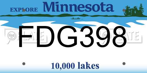FDG398 Minnesota License Plate