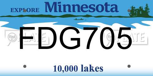 FDG705 Minnesota License Plate