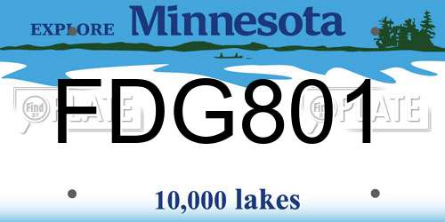 FDG801 Minnesota License Plate