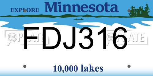 FDJ316 Minnesota License Plate