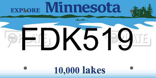 FDK519 Minnesota License Plate