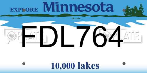 FDL764 Minnesota License Plate