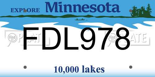 FDL978 Minnesota License Plate